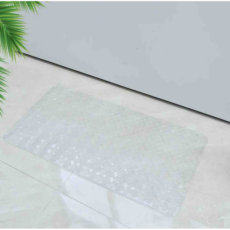 Grand tapis de douche en vinyle transparent antidérapant avec ventouses - 30 po x 15 po