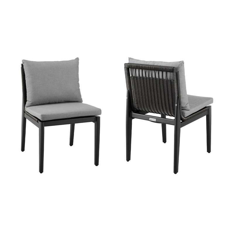 Ensemble de 2 chaises d'extérieur en aluminium avec coussins gris Gerri