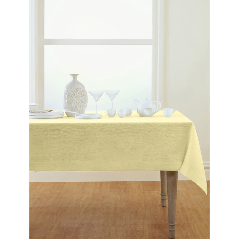 100% Pure Linen Tablecloth - Athena, 108" x 60", Chambray Yellow