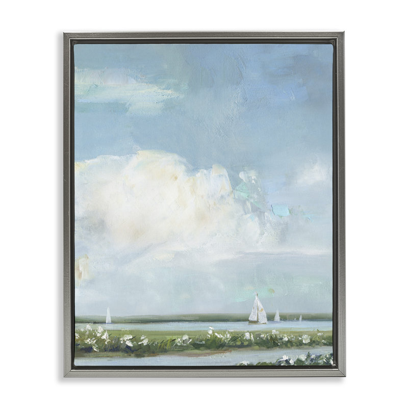 Cadre flottant en bord de mer, par Sally Swatland, H 21 po x l 17 po, Cadre flottant gris lustré