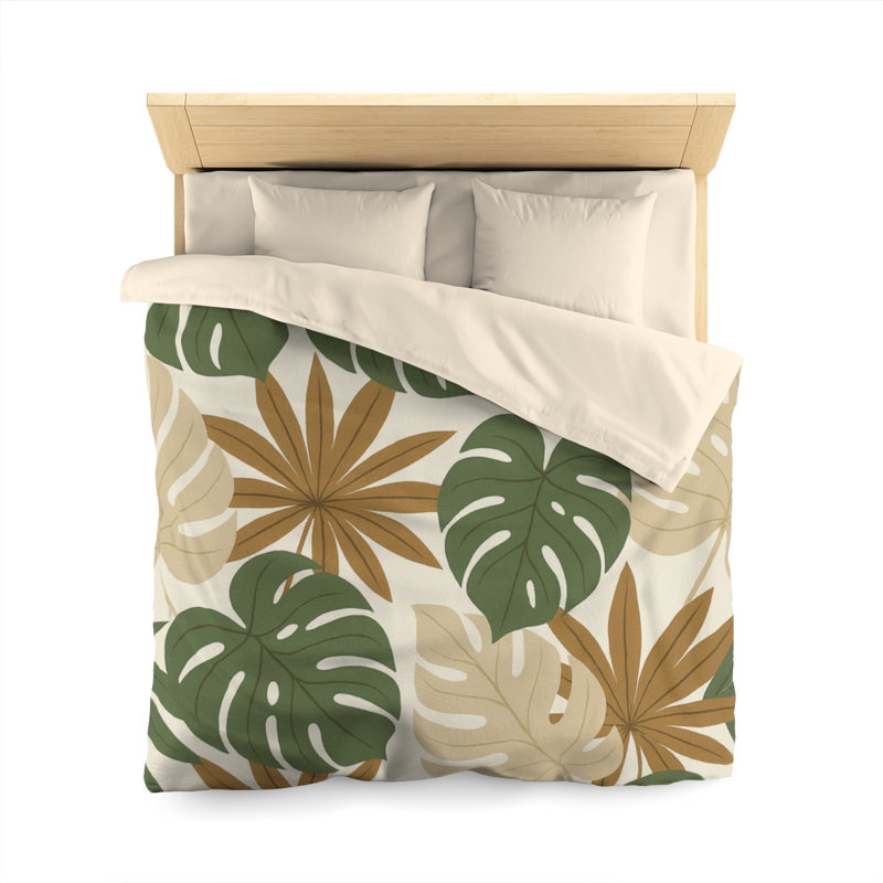 Microfiber Duvet Cover Boho Style, Design 66, Queen Duvet Cover, Cream