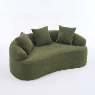 Canapé incurvé chenille en tissu chenille, sans assemblage