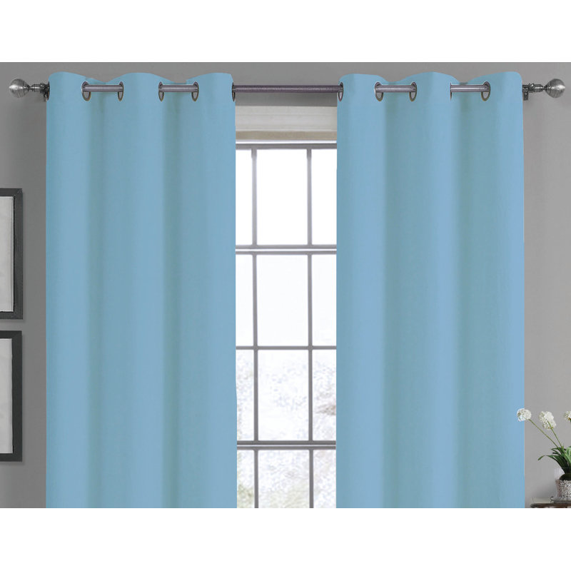Panneau de rideau simple semi-transparent Simoes, Bleu