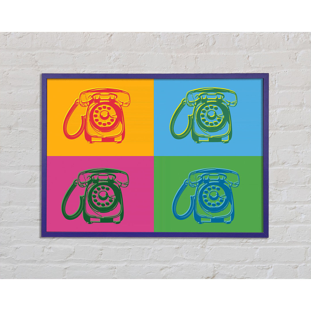 Gerahmtes Wandbild Pop Art Retro Telephones