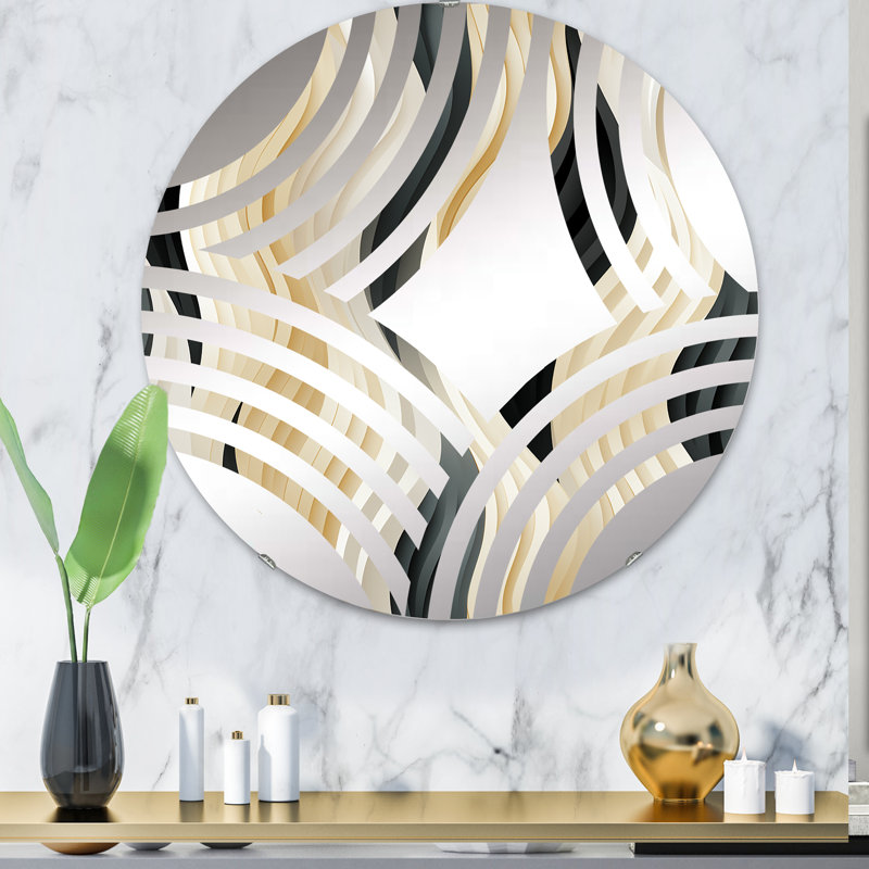 Blanc et noir Minimalist Elegance III - Cercle de miroir décoratif Fan Baptist, 31,4 po x 31,4 po