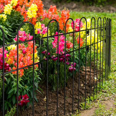 16.5'' H x 12'' W Black Steel Fence Panels Included