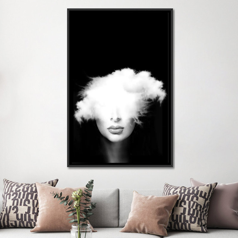 «Head in the Clouds», impression sur toile, H 26 po x l 18 po x P 1,5 po, Pas de tapis, Toile avec cadre noir