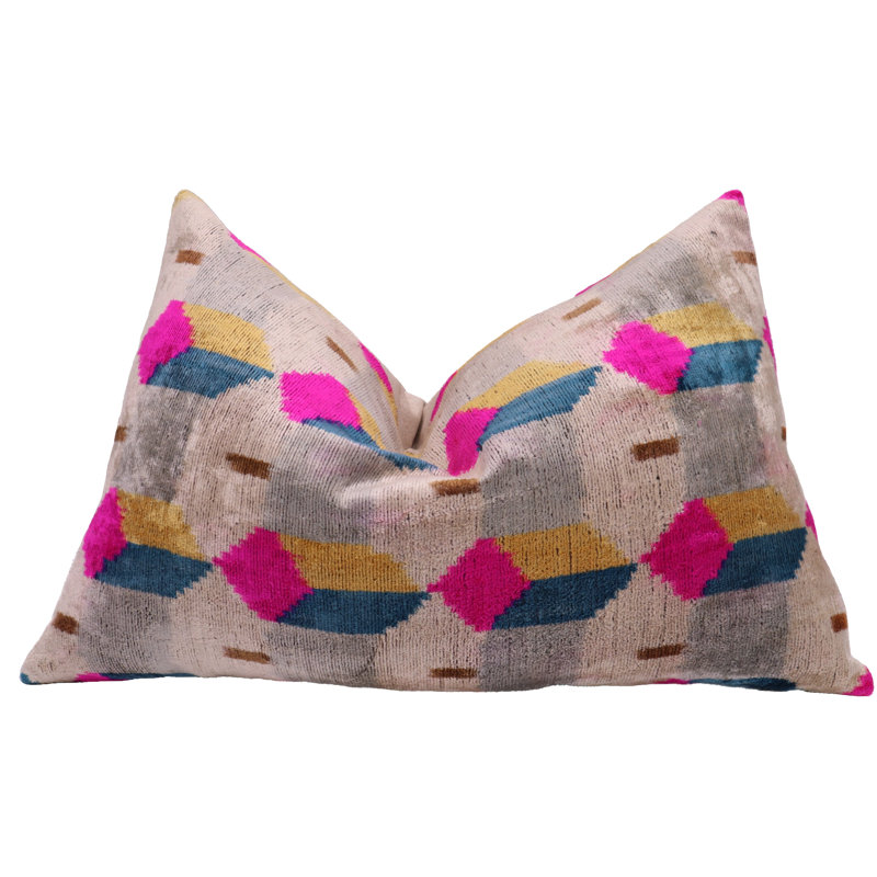 Housse et insert de coussin rectangulaire en soie / velours, Géométrique
