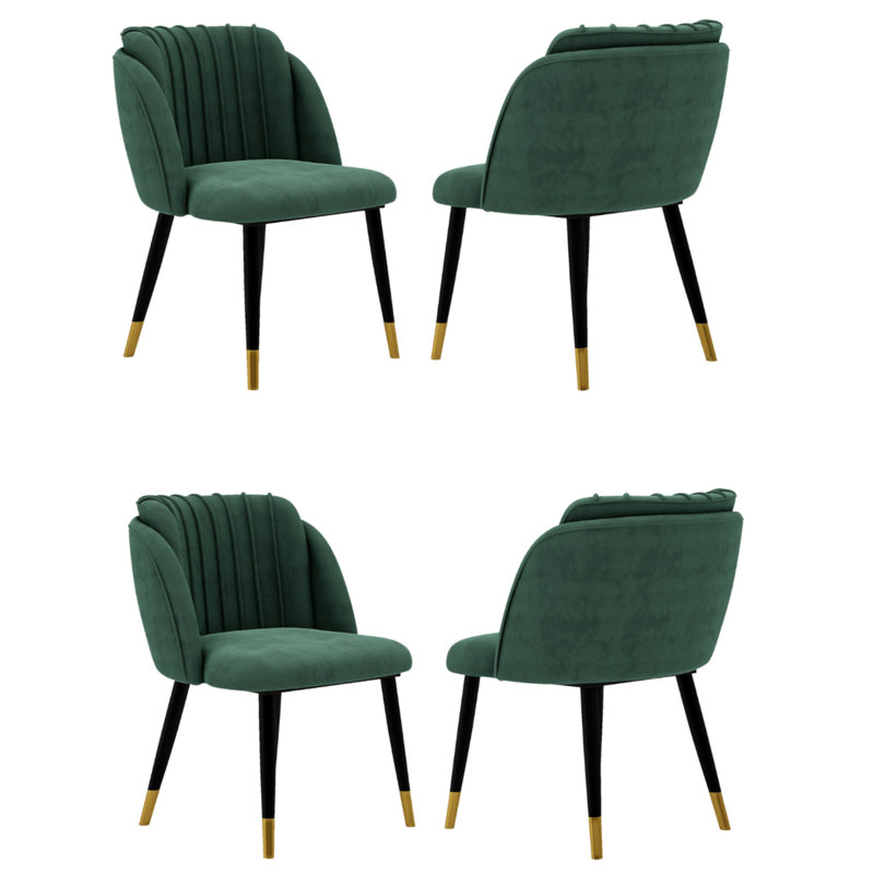 Inola Upholstered Dining Chair, Black/Gold, Dark Blue, 4