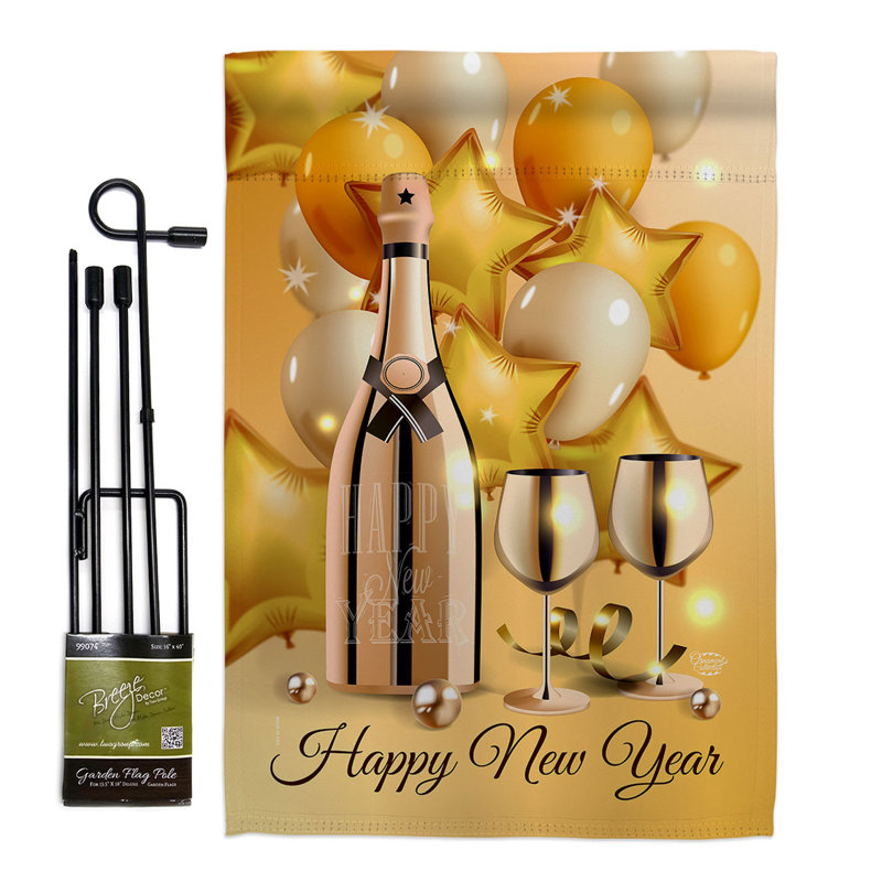 Ensemble de drapeaux en polyester 19 x 13 po New Year