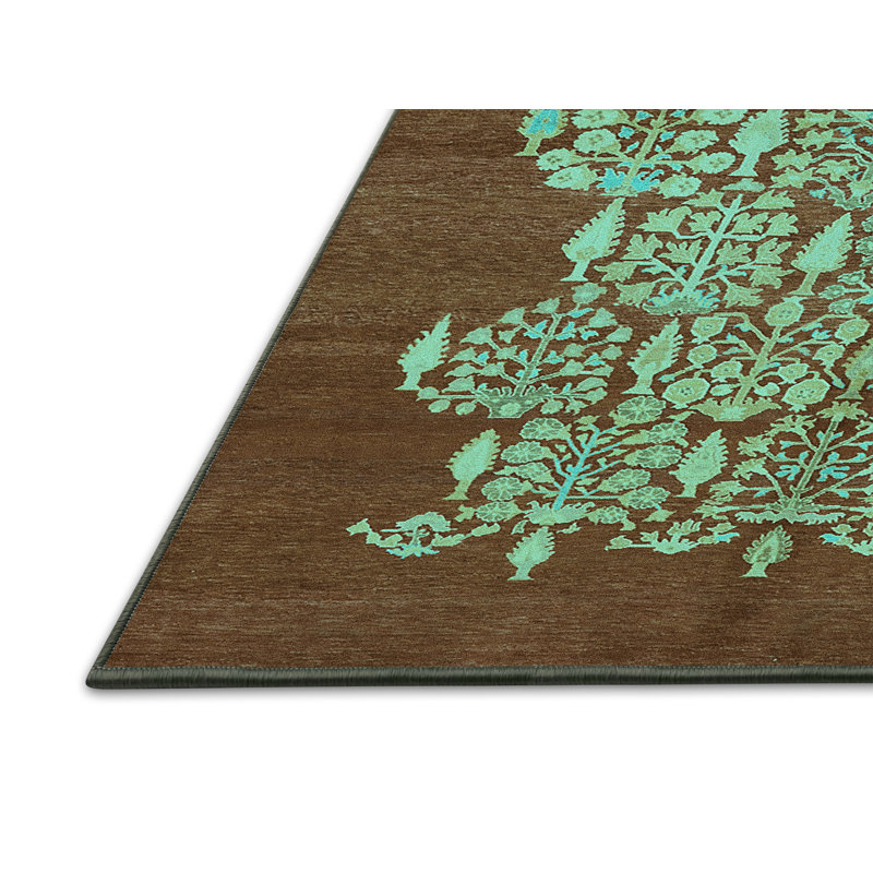 Tapis oriental en laine / polyester tissé à la machine en bleu, Rectangle 2 pi x 3 pi
