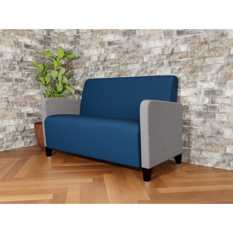 Causeuse de réception Ravenna, Chambray gris / Patriot Plus Blue Ridge, Bois noir