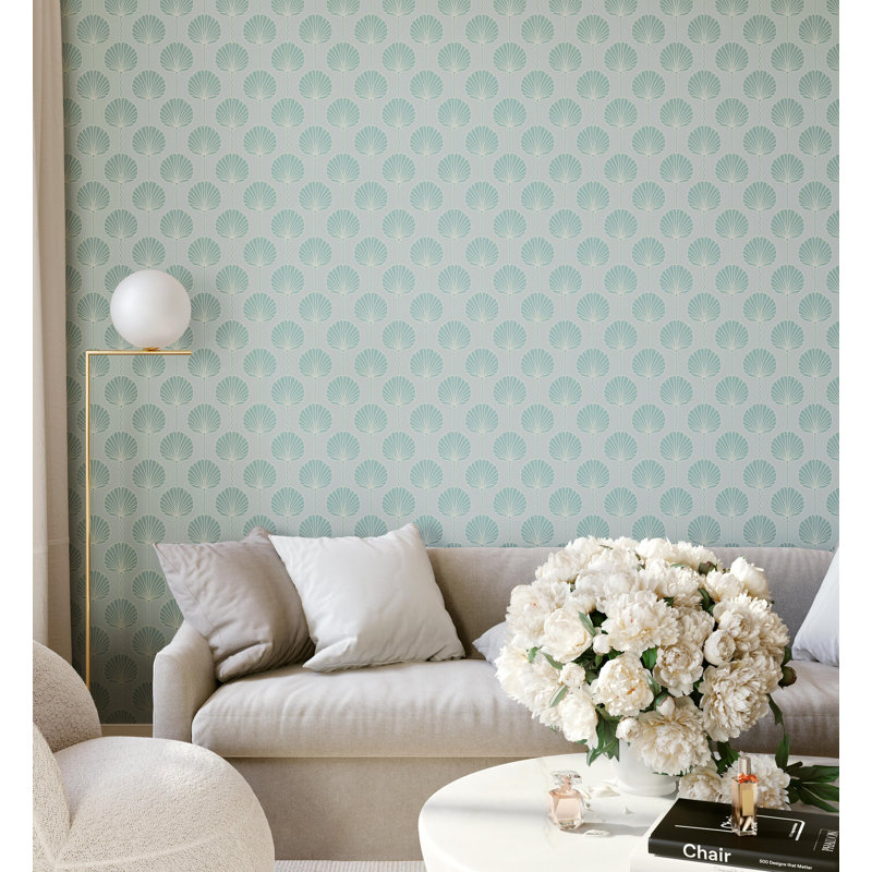 Deco Lily - Wallpaper, Teal, Premium Paper