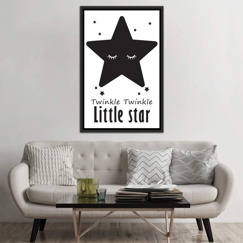 Twinkle Little Star - impression d'art graphique, Pas de tapis, H 60 po x l 40po x P 1,5 po, Toile avec cadre noir patiné