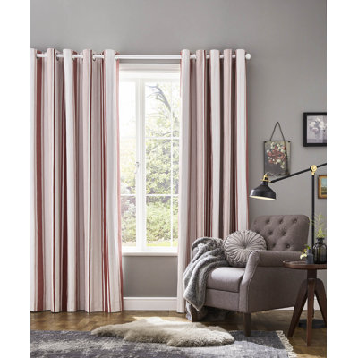 Awning Stripe Cotton Blackout Curtain Pair