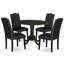 L'ensemble de mobilier de salle à manger 5 pièces comprend une table ronde avec Dropleaf et 4 chaises rembourrées en similicuir noir, 42 x 42 pouces, noir-1278237288-1278237289-1238114378