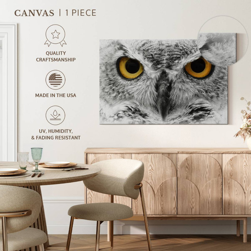 Staring Eagle Owl, 34" H x 51" W