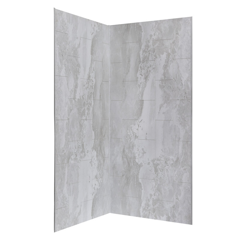 Palisade 78in x 36in x 36in Waterproof Vinyl Corner Shower Surround Kit with Accessories in Urban Fjord, Urban Fjord