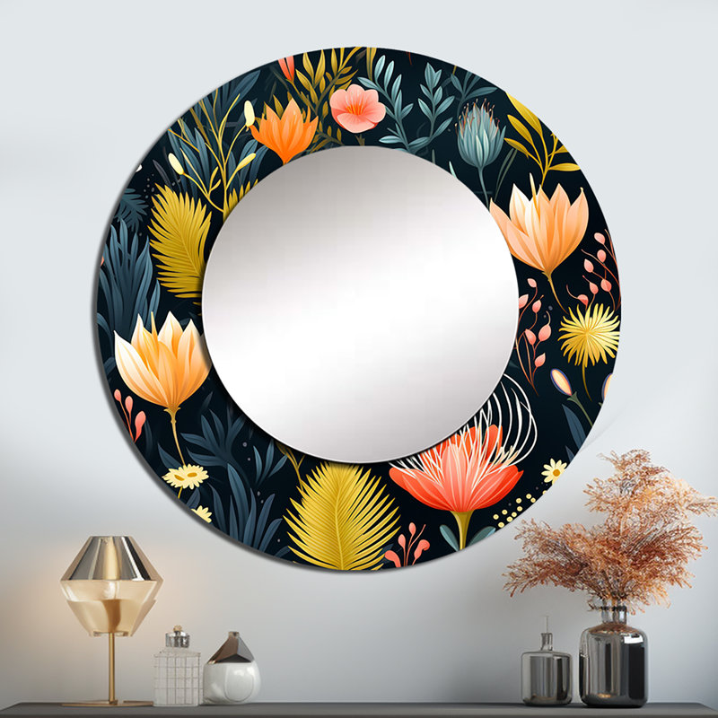 Vibrant Coastal Botanics Coastal Motif - miroir mural décoratif floral, 29 po x 29 po