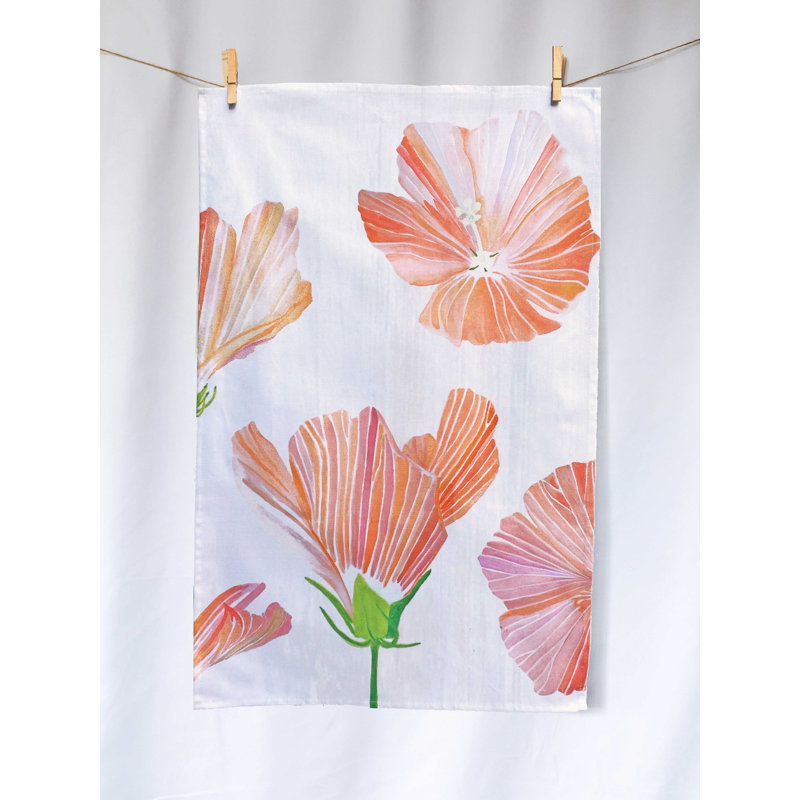 Cotton Floral Waffle Tea Towel