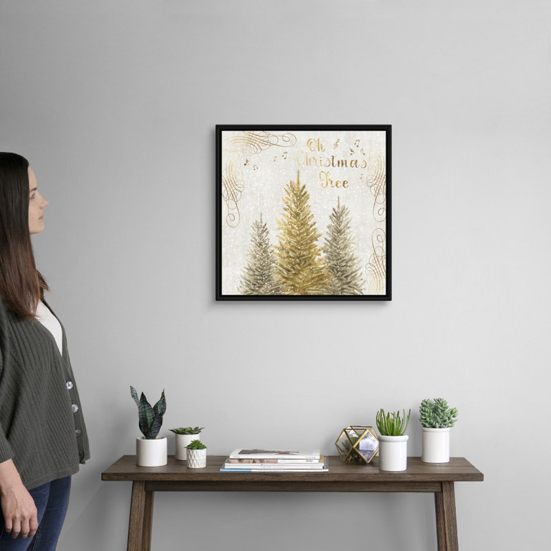 Oh Christmas Tree - reproduction d'art sur toile, H 22 po x l 22 po x P 1,75 po, Cadre noir