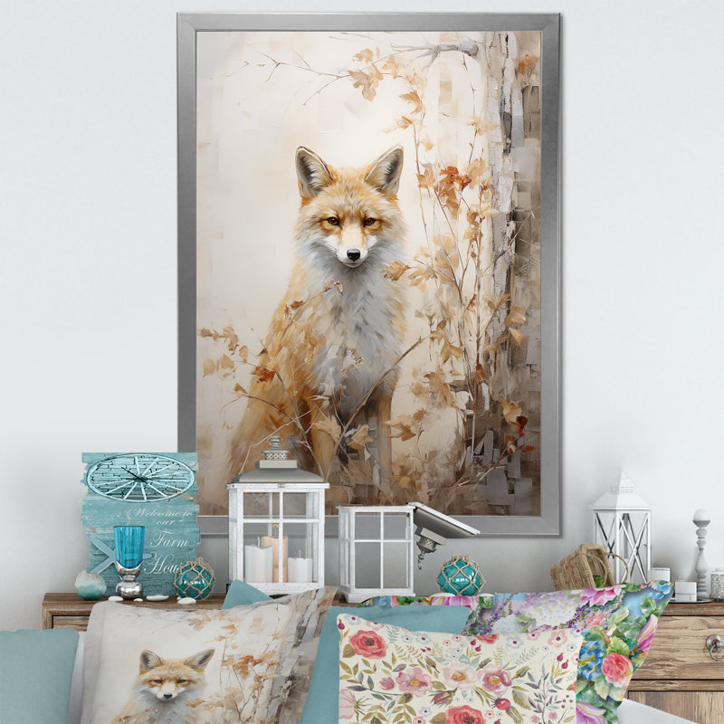 Minimal Wolf In Forest I sur impression sur toile, Cadre simple argenté, H 32 po x l 16 po x P 1 po