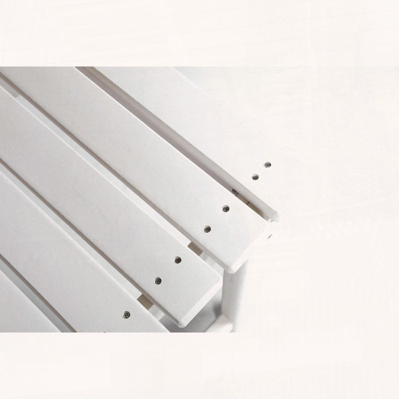 Banc Adirondack en PEHD sans dossier avec texture bois, Blanc