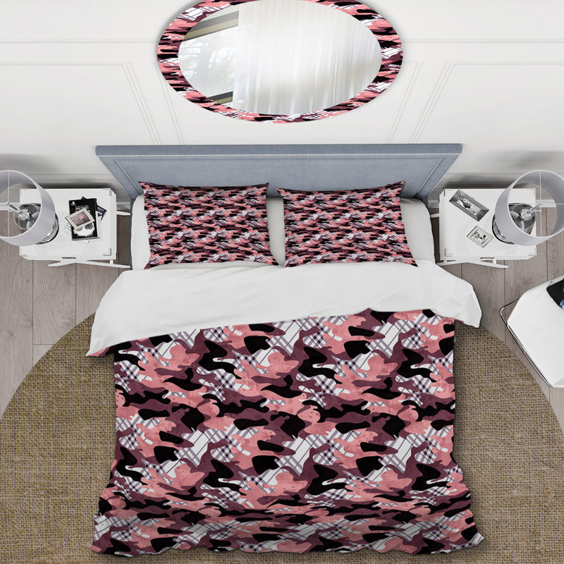 Plaid effet camouflage - ensemble de housse de couette abstrait - microfibre de polyester