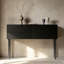 Console rectangulaire noire de style luxueux avec tiroirs de rangement et pieds hauts-1051033278
