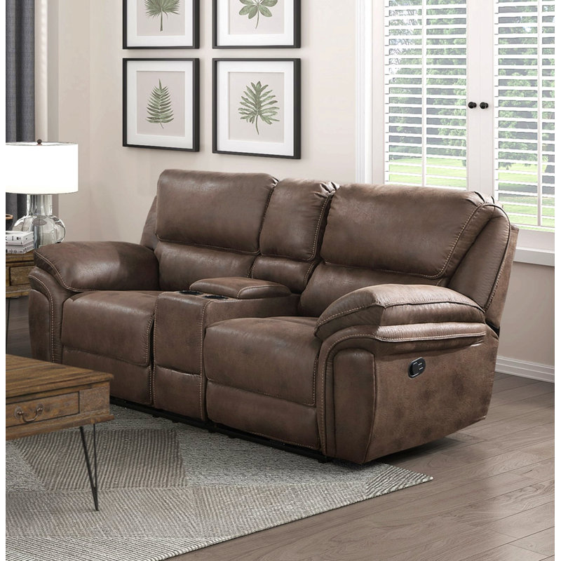 Causeuse de salon en peluche de conception moderne et moelleuse en microfibre avec cadre en bois massif 1pc, Brun