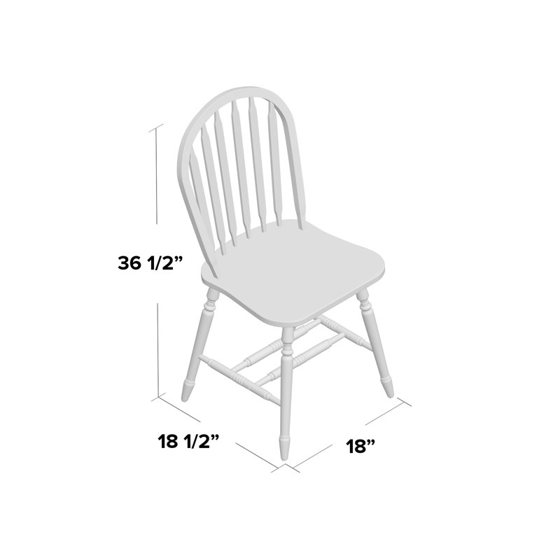 Chaise d'appoint à dossier Windsor en bois massif Tolman, Blanc/naturel