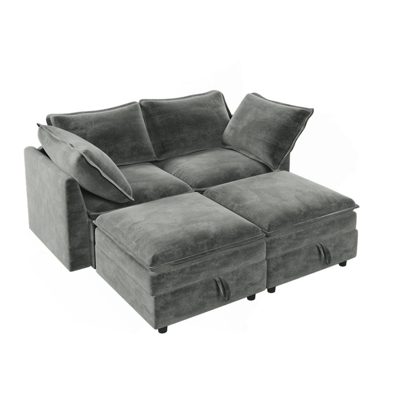 Canapé 4 pièces avec rangement Mirod, Gris