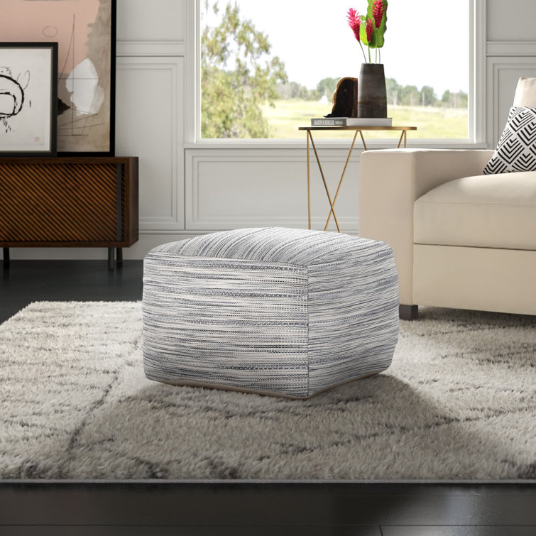 Ambler 22" Wide Square Striped Pouf Ottoman