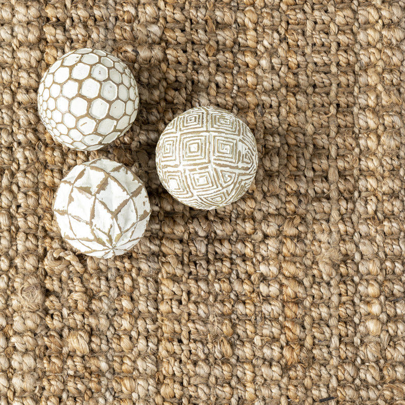 Werts Handmade Tufted Farmhouse Jute Tasseled Brown Rug, Square 6'