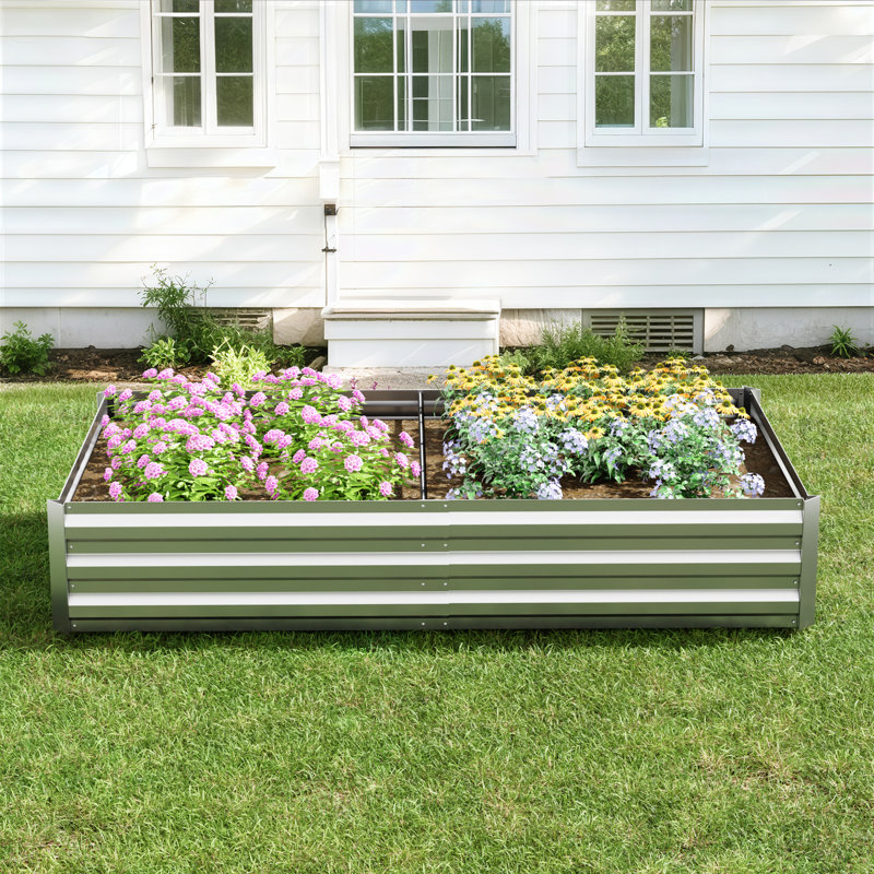 Rectangle Galvanized Raised Garden Bed Planter Box for Vegetables, Fruits