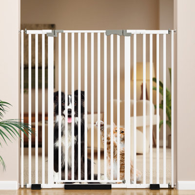 41" Extra Tall Cat Gate For Doorway, 30-32" Wide Auto Close Pet Gate With Extension Kits, No Drilling Pressure Mounted Dog Gate For Stairs, Doorways, Kitchen, Hallway