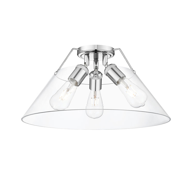 Plafonnier encastré 3 lumières Weatherford, Chrome, Verre transparent