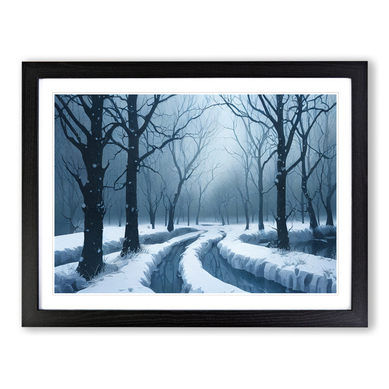 Awesome Winter Forest - Single Picture Frame Print, Black, 25cm H x 34cm W x 2cm D