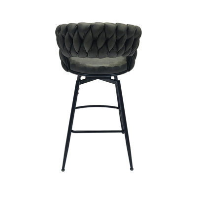 2 pièces, tabouret de bar tissé brun clair, pivotant sur 360 °, structure en métal robuste, tabouret de comptoir rembourré avec et repose-pieds pour îlot de cuisine de 2 tabourets de 28 po, cuir technique tressé. Brun clair, pivotant. Îlot à cadre doux