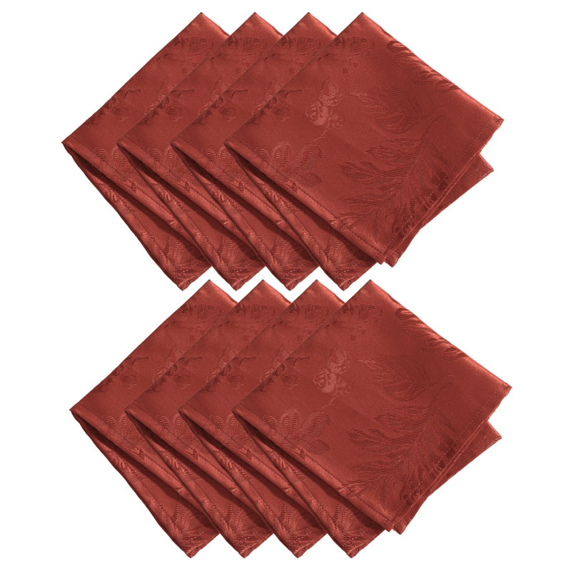 Rhone Polyester Floral Square Napkin, Spice Red