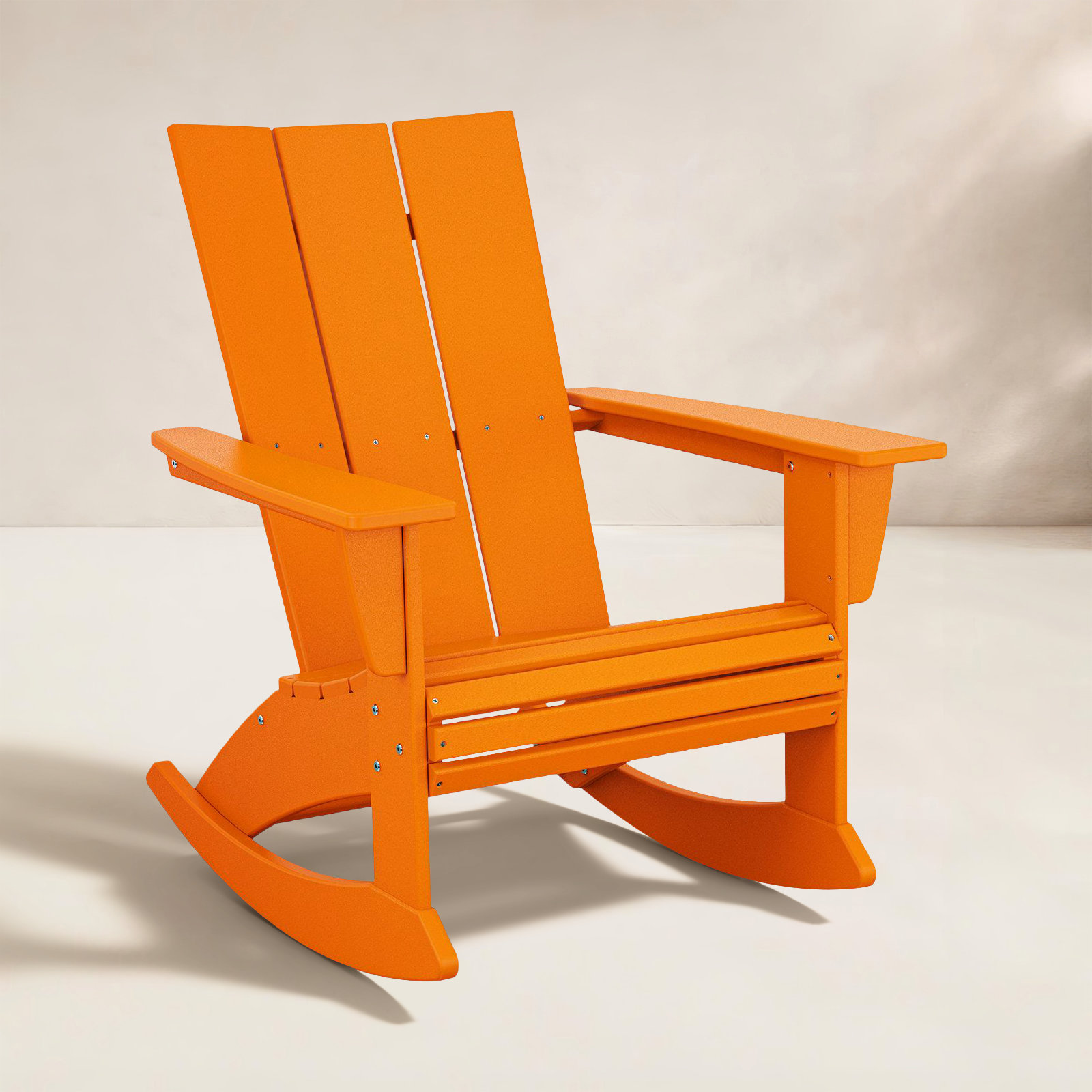 POLYWOOD® Modern Adirondack Patio Rocking Chair, Tangerine