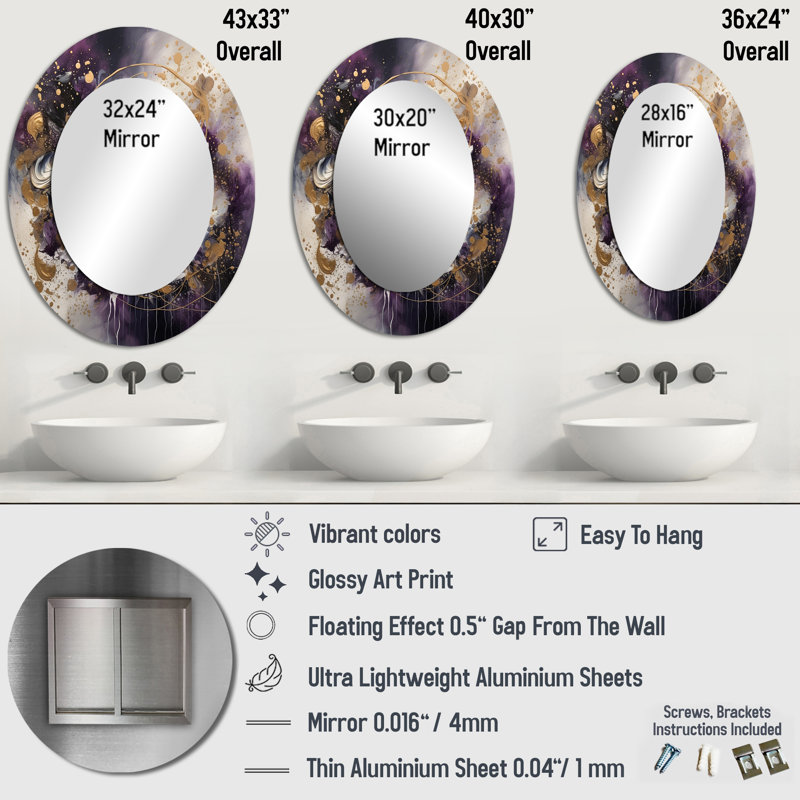 Miroir mural Modern, 43 po x 33 po
