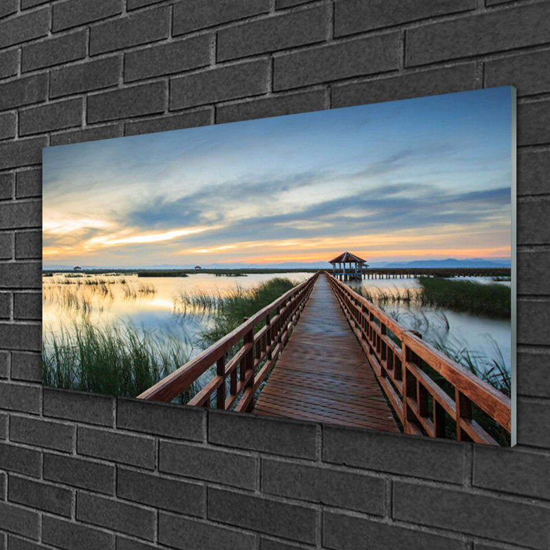 Glass Print Wall Art 100X50cm Image Printed On Glass Decorative Wall Picture Behind Toughened / Tempered Safety Real Glass For Kitchen & Living Room Theme: Bridge Architecture