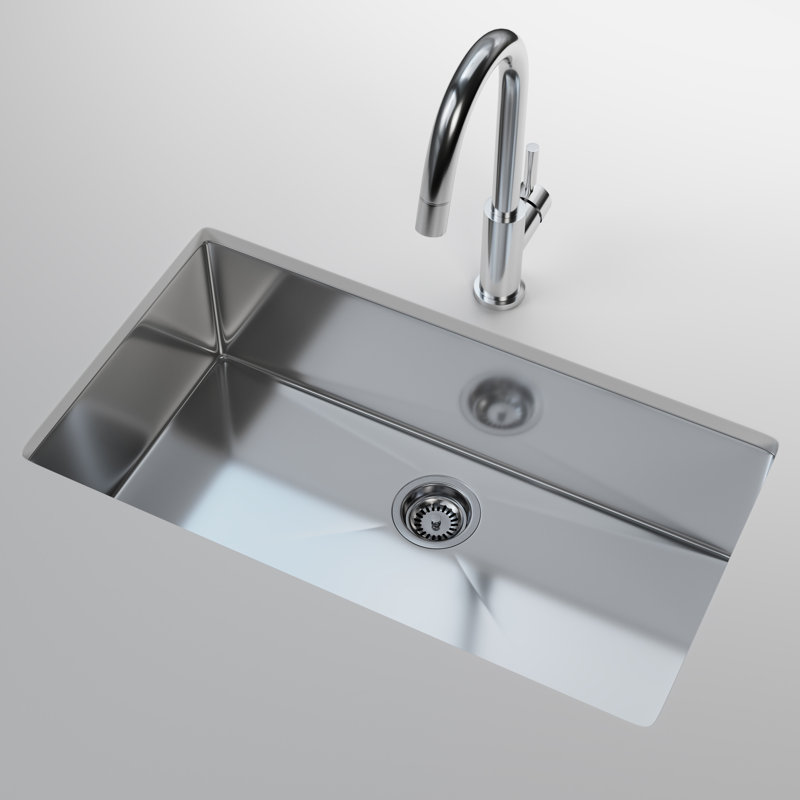 Cantrio KSS-3218-1 32 inch 18-Gauge 304 Stainless Steel Undermount Kitchen Sink