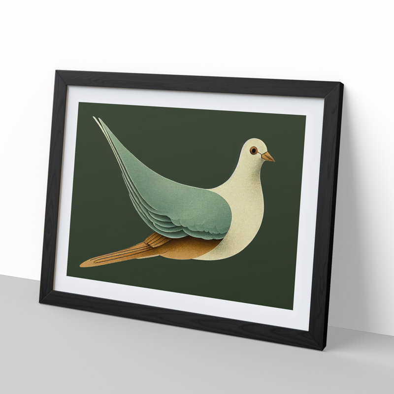 Ingenious Dove Bird - Single Picture Frame Print, 46cm H x 64cm W x 2cm D, Black