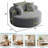 Oversized Round Chair Lounge Chaise Indoor, Upholstered Corduroy Deep Seat Cloud Large Circle Sofa Chair, No Assembly Required, Fluffy Modern Sleeper Sofa Bed for Reading, Living Room, Bedroom, Black-1083334268