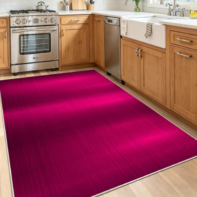 Clear Machine Washable,Magenta Metal Abstract Technology with Silver Steel for Pink Indoor Area Rug