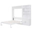 Lit double avec plusieurs tablettes et armoire de rangement, blanc