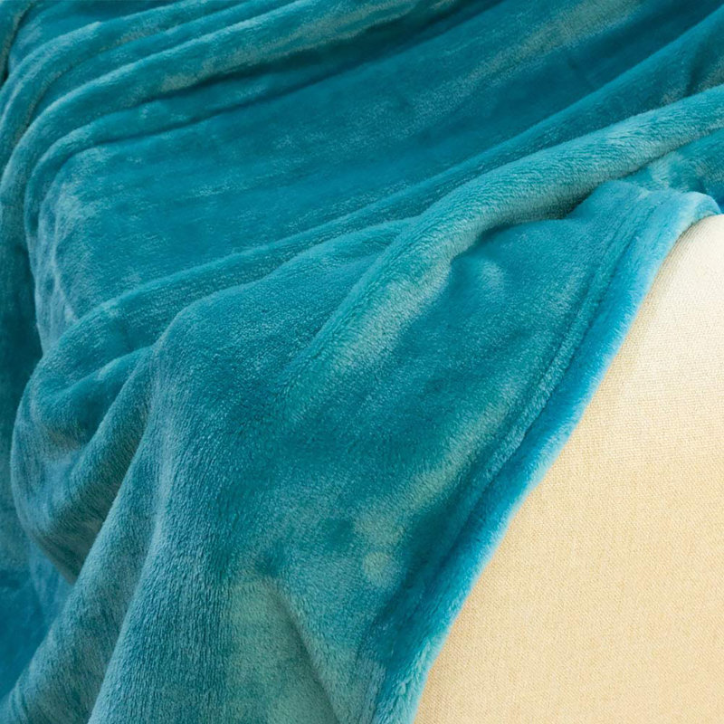 Couverture en flanelle, L 60 po x L 80 po, Bleu sarcelle
