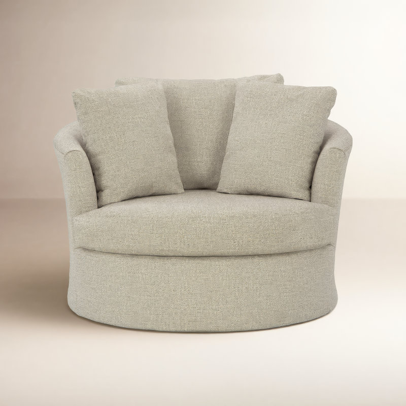 Lander Ventura 49'' Oversized Swivel Barrel Chair, Drift Linen Performance Chenille